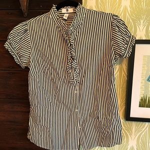 Gap Pinstripe Ruffle Shirt